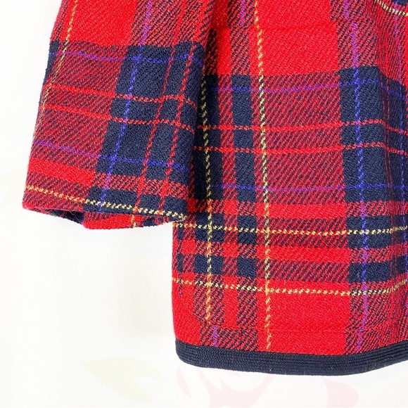 Vintage Style Liz Claiborne Red Checkered Plaid Wool Blend Blazer Jacket 10P - Picture 5 of 14